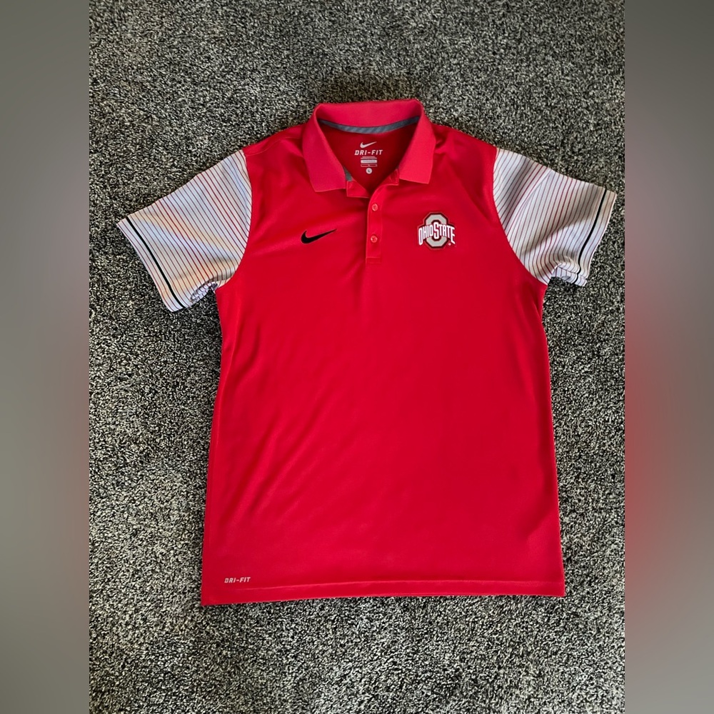MENS NIKE OHIO STATE OSU BUCKEYES DRI FIT POLO SHIRT SIZE LARGE